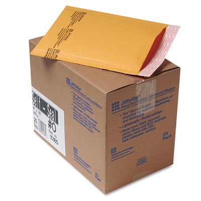 Sealed Air Jiffylite Self-Seal Mailer, Side Seam, #0, 6 x 10, Golden Brown, 25/Carton SEL10185