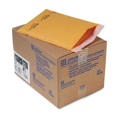 Sealed Air Jiffylite Self-Seal Mailer, Side Seam, #1, 7 1/4 x 12, Golden Brown, 25/Carton SEL10186