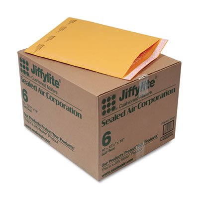 Sealed Air Jiffylite Self-Seal Mailer, Side Seam, #6, 12 1/2 x 19, Golden Brown, 50/Carton SEL39097