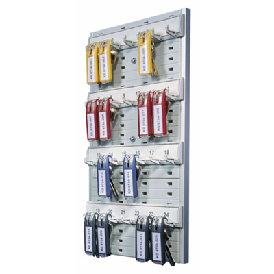 Durable Key Rack, 24-Tag Capacity, 8 3/8" x 1 3/8" x 14 1/8", Gray Plastic DBL195610
