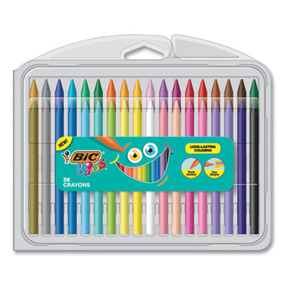 BIC Kids Coloring Crayons, 36 Assorted Colors, 36/Pack BICBKPCP36AST