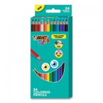 BIC Kids Coloring Pencils, 0.7 mm, HB2 (#2), Assorted Lead, Assorted Barrel Colors, 24/Pack BICBKCP24AST