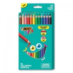 BIC Kids Jumbo Coloring Pencils, 1 mm, HB2 (#2), Assorted Lead, Assorted Barrel Colors, 12/Pack BICBKCPJ12AST