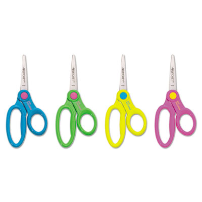 Westcott Kids' Scissors with Antimicrobial Protection, Pointed Tip, 5" Long, 2" Cut Length, Randomly Assorted Straight Handles ACM14607
