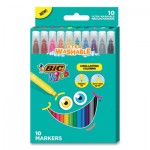 BIC Kids Ultra Washable Markers, Medium Bullet Tip, Assorted Colors, 10/Pack BICBKCM10AST