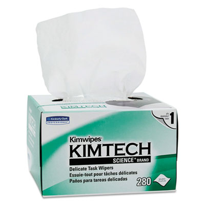 KIMTECH Kimwipes Delicate Task Wipers, 1-Ply, 4 2/5 x 8 2/5, 280/Box, 30 Boxes/Carton KCC34120