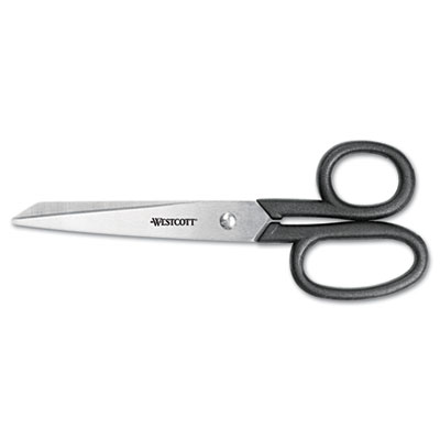 Westcott Kleencut Stainless Steel Shears, 7" Long, 3.31" Cut Length, Black Straight Handle ACM19017