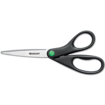 Westcott KleenEarth Recycled Stainless Steel Scissors, 8" Straight, Black ACM41418