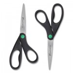 Westcott KleenEarth Scissors, 8" Long, 3.25" Cut Length, Black Straight Handles, 2/Pack ACM15179