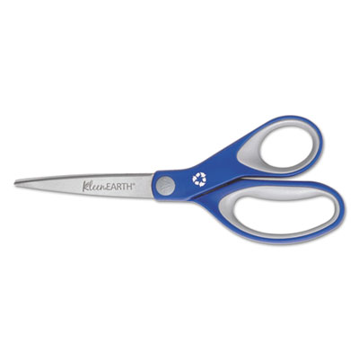 Westcott KleenEarth Soft Handle Scissors, 8" Long, 3.25" Cut Length, Blue/Gray Straight Handle ACM15554