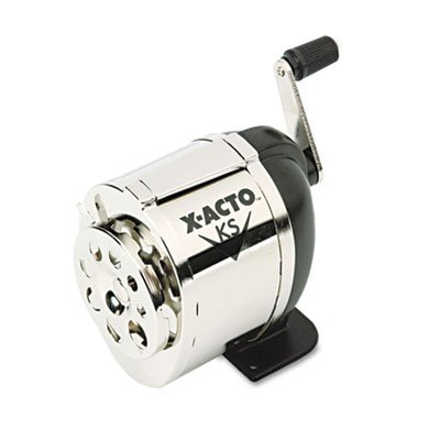 X-Acto KS Manual Classroom Pencil Sharpener, Counter/Wall-Mount, Black/Chrome EPI1031