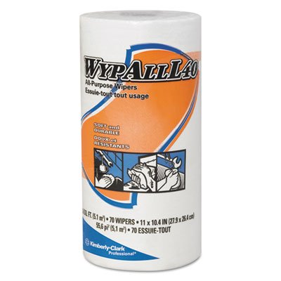 L40 Cloth-Like Wipes, 10 2/5 x 11, White, 70/Roll, 24 Rolls/Carton KCC05027