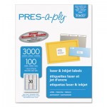 PRES-a-ply Labels, Laser Printers, 1 x 2.63, White, 30/Sheet, 100 Sheets/Box AVE30600