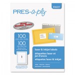 PRES-a-ply Labels, Laser Printers, 8.5 x 11, White, 100/Box AVE30605