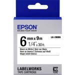 Epson LabelWorks Standard LK Tape Cartridge ~1/4" Black on White LK-2WBN