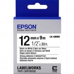 Epson LabelWorks Strong Adhesive LK Tape Cartridge ~1/2" Black on White LK-4WBW