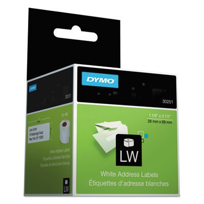 DYMO LabelWriter Address Labels, 1 1/8 x 3 1/2, White, 130 Labels/Roll, 2 Rolls/Pack DYM30251