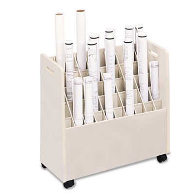 Safco Laminate Mobile Roll Files, 50 Compartments, 30-1/4w x 15-3/4d x 29-1/4h, Putty SAF3083