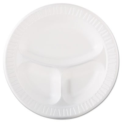 DCC 10CPWQR Laminated Foam Dinnerware, Plate, 3-Comp, 10 1/4", White, 125/Pk, 4 Pks/Ctn DCC10CPWQR
