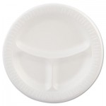 Dart 9CPWQ Laminated Foam Plates, 9" dia, White, Round, 3 Compartments, 125/Pk, 4 Pks/Ct DCC9CPWQR