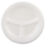 Dart 9CPWQ Laminated Foam Plates, 9" dia, White, Round, 3 Compartments, 125/Pk, 4 Pks/Ct DCC9CPWQR