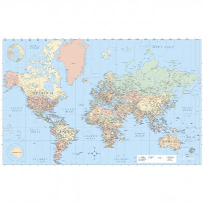Advantus Laminated World Wall Map 97644