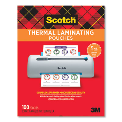 Scotch TP5854-100 Laminating Pouches, 5 mil, 9" x 11.5", Gloss Clear, 100/Pack MMMTP5854100
