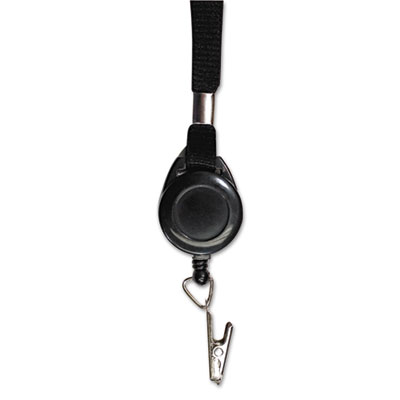 Advantus Lanyards with Retractable ID Reels, Clip Style, 34" Long, Black, 12/Carton AVT75549