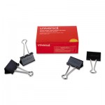 UNV10220 Large Binder Clips, Steel Wire, 1" Capacity, 2" Wide, Black/Silver, Dozen UNV10220