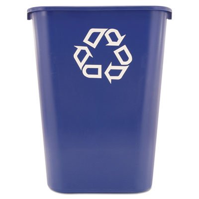 295773 Large Deskside Recycle Container w/Symbol, Rectangular, Plastic, 41.25qt, Blue RCP295773BE