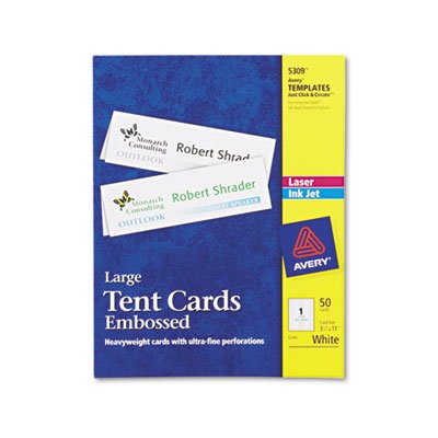 Avery Large Embossed Tent Card, White, 3 1/2 x 11, 1 Card/Sheet, 50/Box AVE5309
