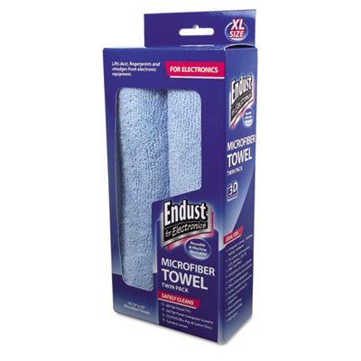 Endust for Electronics END11421 Large-Sized Microfiber Towels Two-Pack, 15 x 15, Unscented, Blue, 2/Pack END11421