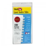 Redi-Tag Laser Printable Index Tabs, 1/12-Cut Tabs, White, 0.44" Wide, 180/Pack RTG33001