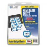 C-Line Laser Printer Name Badges, 3 3/8 x 2 1/3, White/Blue, 200/Box CLI92365