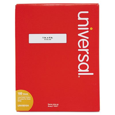 UNV80104 Laser Printer Permanent Labels, 1 x 4, White, 100 Sheets, 2000/Box UNV80104