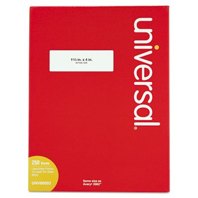 UNV80003 Laser Printer Permanent Labels, 1 1/3 x 4, White, 3500/Box UNV80003