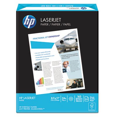 HP LaserJet Paper, 98 Brightness, 24lb, 8-1/2 x 11, Ultra White, 500 Sheets/Ream HEW112400