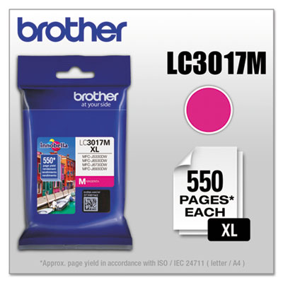 Brother LC3017M High-Yield Ink, 550 Page-Yield, Magenta BRTLC3017M