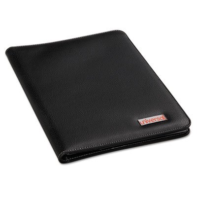 UNV32660 Leather-Look Pad Folio, Inside Flap Pocket w/Card Holder, Black UNV32660