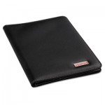 UNV32660 Leather-Look Pad Folio, Inside Flap Pocket w/Card Holder, Black UNV32660