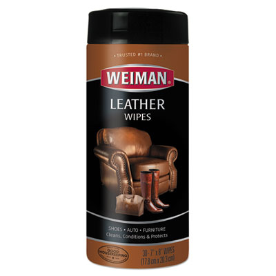 WEIMAN Leather Wipes, 7 x 8, 30/Canister WMN91