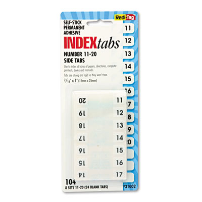 Redi-Tag Legal Index Tabs, 1/12-Cut Tabs, 11-20, White, 0.44" Wide, 104/Pack RTG31002