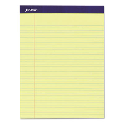 Ampad 20-215 Legal Ruled Pads, Narrow Rule, 8.5 x 11.75, Canary, 50 Sheets, 4/Pack TOP20215