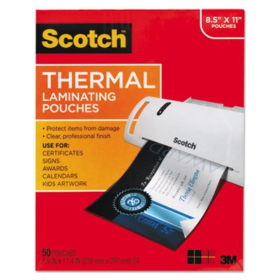Scotch Letter Size Thermal Laminating Pouches, 3 mil, 11 1/2 x 9, 50/Pack MMMTP385450