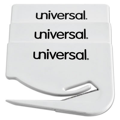 UNV31803 Letter Slitter Hand Letter Opener w/Concealed Blade, 2 1/2", White, 3/Pack UNV31803