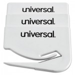 UNV31803 Letter Slitter Hand Letter Opener w/Concealed Blade, 2 1/2", White, 3/Pack UNV31803