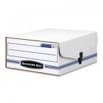 Bankers Box LIBERTY Binder-Pak Storage Box, Letter, Snap Fastener, White/Blue FEL48110