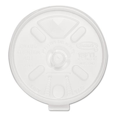 Dart Liftn'Lock Lids, 10-14oz Cups, Translucent, 100/Sleeve, 10 Sleeves/Carton DCC12FTLS