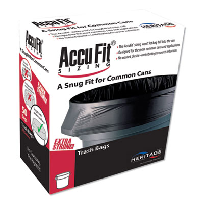 AccuFit H5645TK RC1 Linear Low Density Can Liners with AccuFit Sizing, 23 gal, 0.9 mil, 28" x 45", Black