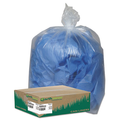 Earthsense Commercial Linear Low Density Clear Recycled Can Liners, 33 gal, 1.25 mil, 33" x 39", Clear, 100/Carton